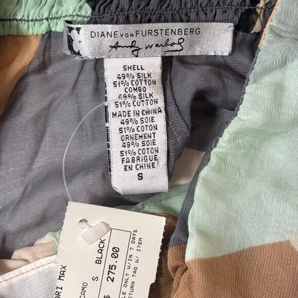 NWT DVF x Andy Warhol "Camo" Silk/cotton  8 Limited edition 2014 sheer gift idea - Picture 8 of 9